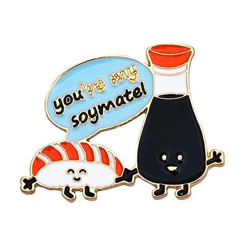 Cute Badge Flower Enamel you are my soymatel Brooch Flower Pins Women I love you a waffle lot Bag Hat Pins Gift