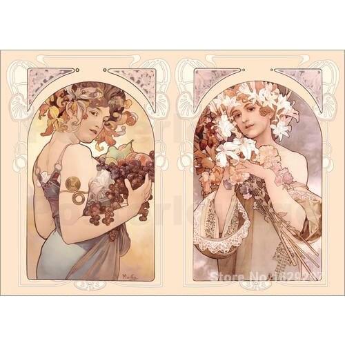 Modern painting for dining room Flower and Fruit Alphonse Mucha High quality Hand painted