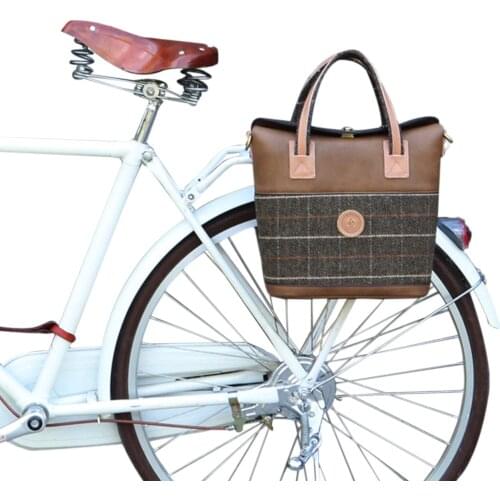 Tourbon Retro Bicycle Bag Bike Pannier Seat Bags Vintage Handlebar Bag Ladies Tote Handbag Shoulder Bags Women Leisure Pouch