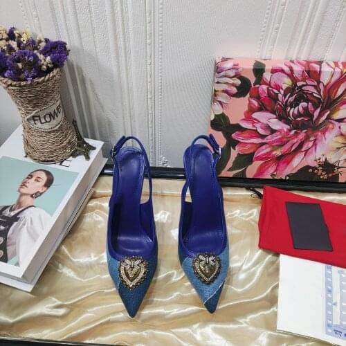 2021New Blue Jeans Summer Fashion Sexy Shoes Sandals For Women Cowboy Denim High Heels Sexy Pointed Toe Pumps