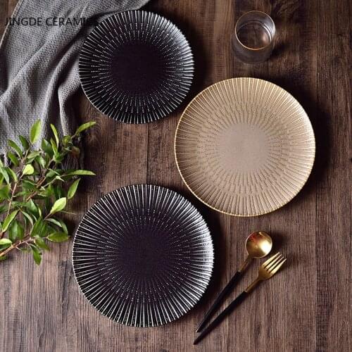 Japanese-style Ceramic Round Dinner Plate Dish Steak Cake Dishes Serving Tray Domestic Commercial Restaurant Kitchen Tableware