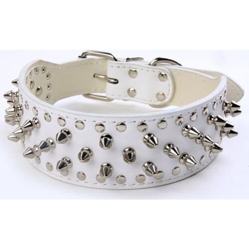 High Quality Rivet Dog Collar 2" Wide Anti-bite Leather Dog Collars Pitbull Big Dog Collar German Shepherd Mastiff Rottweiler