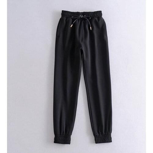 2021 New Sweatpants woman elastic High Waist Jogger Pants Black White Pencil Pants Streetwear