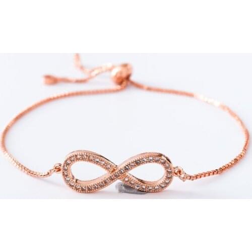 Gold silver Chain micro pave cz Zircon Cubic Zirconia bracelet rope adjusted Macrame eight Bangle uh3 Fashion women