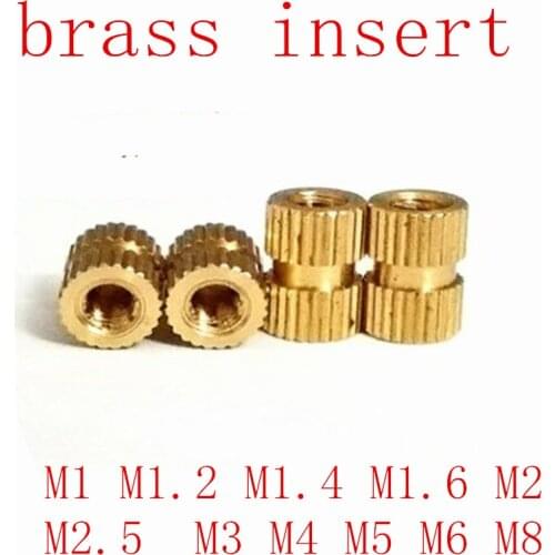 100pcs/50pcs/20pcs M1.4 M2 M2.5 M3 M4 M5 M6 M8 Brass insert nut Injection Molding Brass Knurled Thread Inserts Nuts
