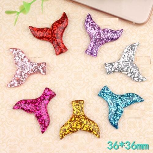 20 Glitter Flatback Resin Crystal Smooth Mermaid Tail Cabachon 36mm Color Choice