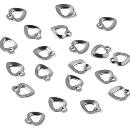 200pcs New Hot Sale DIY Pure Stainless Steel 5*6MM Hollow Small Peach Heart Pendant Ear Pendant