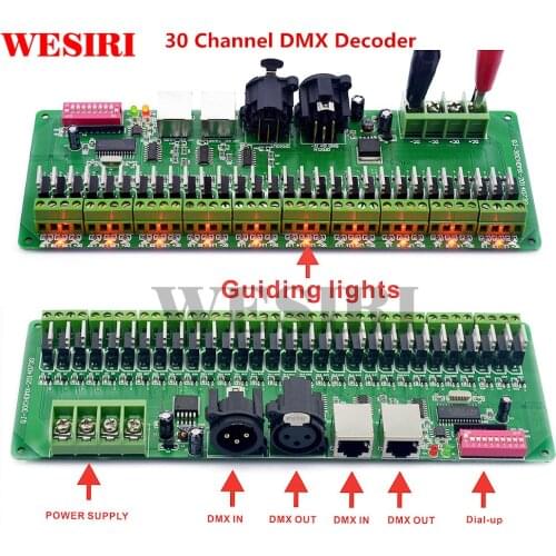 30 Channel DMX 512 RGB Controller 30CH DMX RGB LED Strip Decoder Dimmer Driver DC9V-24V