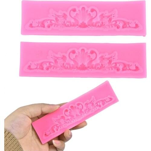3D Baroque Scroll Relief Border Silicone Molds Leaves Wedding Fondant Cake Decorating Tools Candy Clay Chocolate Gumpaste Moulds