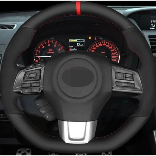 Car Products DIY Black Suede Leather Car Accessories Steering Wheel Cover For Subaru WRX (STI) 2015-2019 Levorg 2015-2019