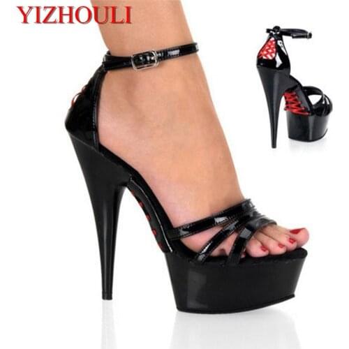 New style, cross-stitched high-heeled sandals, 15cm sexy model runway shoes, pole dancing shoes