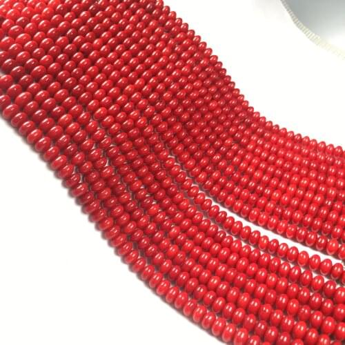 Natural Red Coral Beads Abacus Shape Loose Beads for Women DIY Jewelry Necklace Bracelet Accessories Exquisite Gift Size 4x6mm