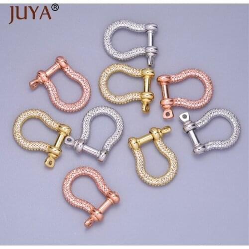 Juya Carabiner Lock Zirconia Clasp Horseshoe Shackles Screw Lock Clasps for Jewelry Making DIY Necklace Bracelet Accessories