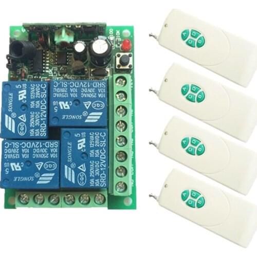 DC 12V 10A 4 CH RF Transmitter Receiver Wireless Lighting Remote Control Switch SyStem 315mhz 433mhz For Home Garden