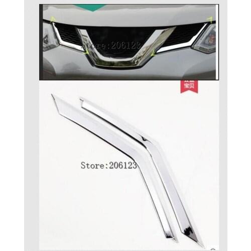 For Nissan X-trail xtrail T32/Rogue 2014 2015 2016 ABS chrome trim Front upper Grid Grill Grille license plate Stick frame 2pcs