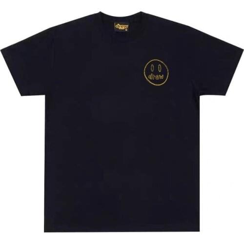 DREW T Shirt Summer 100% Cotton Men O-neck T-shirt Male Womens tshirt Short Sleeve High Quality Tops HOUSE JUSTIN Brand Smiley