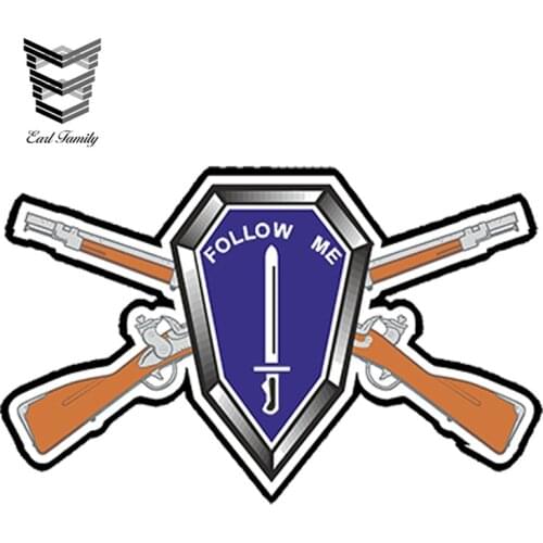 EARLFAMILY 13cm x 7.5cm Car Styling FOLLOW ME CROSS RIFLES CAR STICKER Decal US ARMY UNITED Waterproof Bumper Window Accessories
