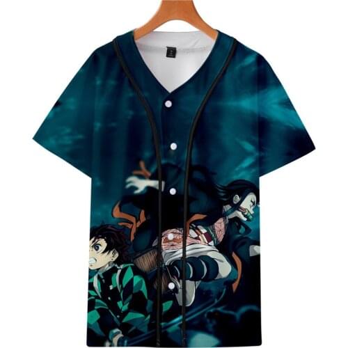 Classic 3D Men/Women Summer Fashion V-neck Brand T-shirt Slayer Kimetsu no Yaiba 3D Baseball T Shirt Cartoon Anime T Shirts tops