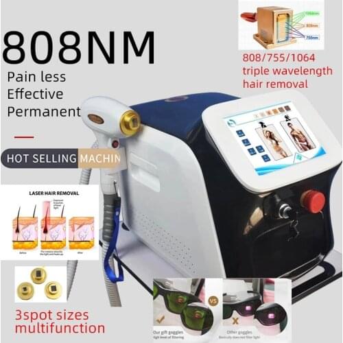 Hot selling 2021 alexandrite laser hair removal portable 3 wavelength 755 1064 808 diode laser hair removal machine