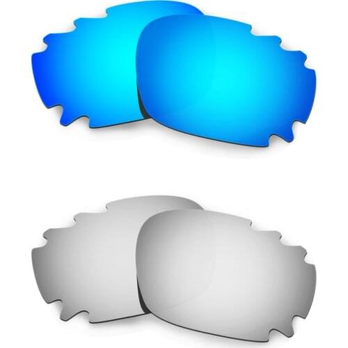 HKUCO For Jawbone-Vented Sunglasses Replacement Polarized Lenses 2 Pairs - Blue & Silver