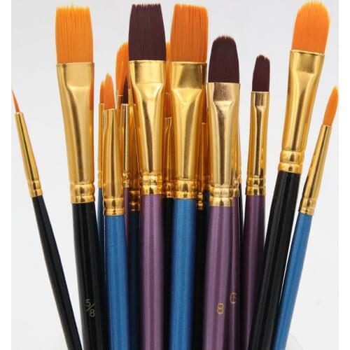 10Pcs Watercolor Gouache Paint Brushes Different Shape Round Pointed Tip Nylon Hair Painting Brush Set Paint Art Supplies 03182