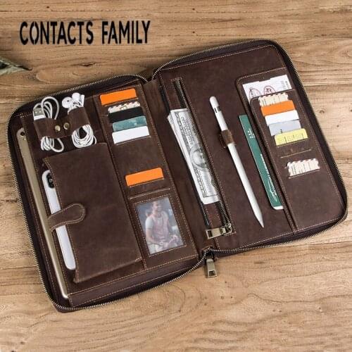 Contacts Retro Crazy Horse Cowhide 10.5 inch IPAD Cover Multifunctional Genuine Leather iPad Flat Leather Case