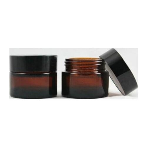 Brown Amber Glass Cream Jar Black Lid 5 10 15 20 30 50 100 g Cosmetic Jar Packaging Sample Eye Cream