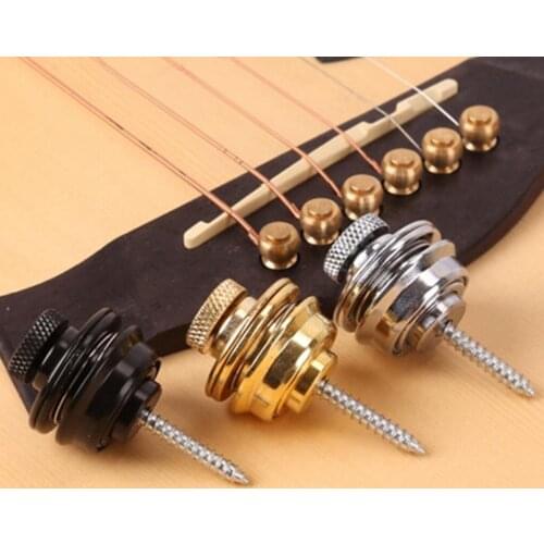 Metal Guitar Bass Strap Lock Metal Button , Gold/Silver/Black