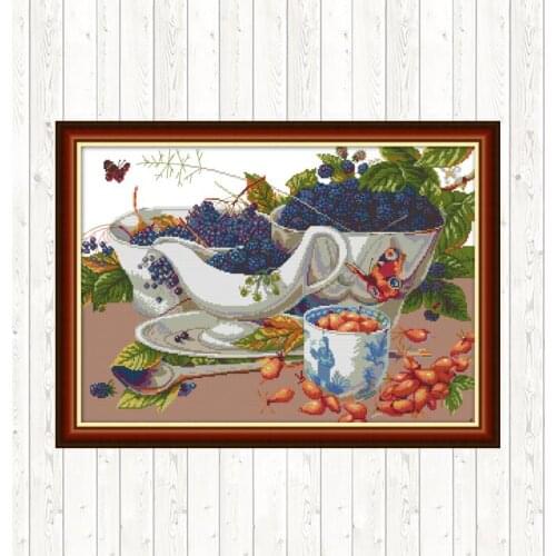 Wild Fruit 14ct 11ct Printed Canvas Stitches Embroidery Cross Stitch Kits DIY Handmade Needlework Patterns DMC Floss Crafts