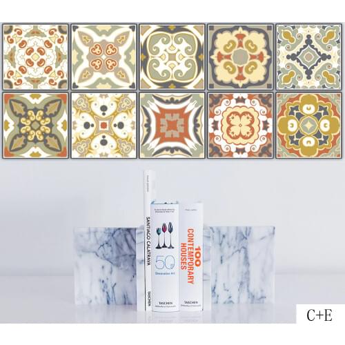 1PCS European Retro Tile Stickers For Kitchen Bathroom Vinyl Self Adhesive Wallpaper for Walls Living Room DIY Home Decoration