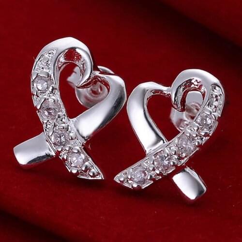 2019 New 925 Sterling Silver Dazzling Heart Stud Earrings For Women Fine Jewelry 925 Gift For Lover