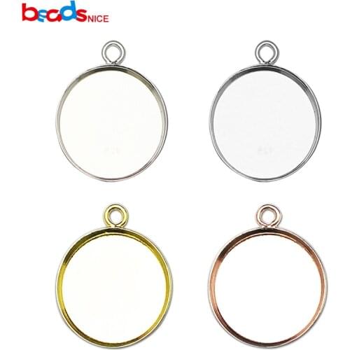 Beadsnice 925 round sterling silver pendant base wholesale bezel pendant settings blank for gemstone trendy diy jewelry ID27622