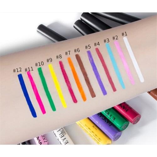 12 Color Option Matte Liquid Eyeliner Waterproof Easy To Wear Colorful White Yellow Blue Eye Liner Makeup Cosmetics
