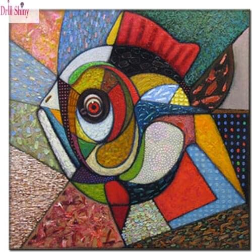 Full Drill Full Round Diamond 5D DIY Diamond Painting Color art fish Diamond Embroidery Cross Stitch Rhinestone Mosaic Painting
