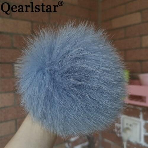 Real Fox Fur Pompoms High Quality 5pcs/lot Fluffy Blue Fur Pom Pom Hat Cap Beanies Scarf Key Chain Accessories Natural Fur Balls