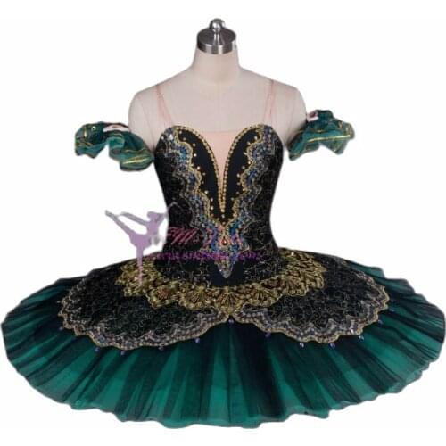 Esmeralda Professional Ballet Tutu Adult Girls Green Black Classical Ballet Costume Tutu Pancake Stage Ballet Attire Costume