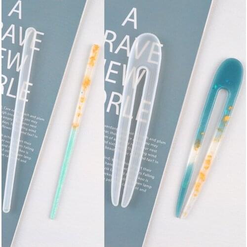 3Pcs Clear Hairpin Molds Hair Stick Silicone Molds Headdress Hair Pin Epoxy Resin Casting Mold Jewelry Making DIY Craft