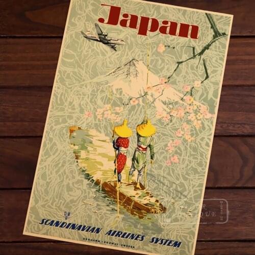 Japan travel SAS Scandinavian Airlines Vintage Retro Decorative Frame Poster DIY Wall Canvas Stickers Posters Home Bar Decor Gif