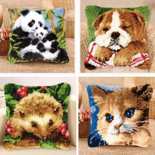 Cute Animal Latch Hook Knooppakket Smyrna Button Package Klink Haak Knoopkussen Pakket Button Pad Package Handwerken Knooppakket