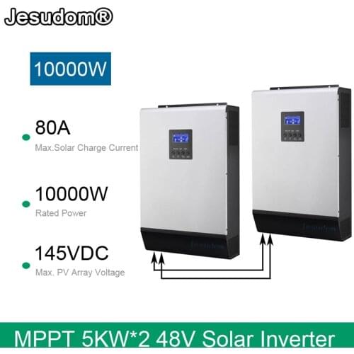 Solar Inverter 10000W Off Grid Converter 48V 80A MPPT Controller to 220V Pure Sine Wave Hybrid Inversor With 60A Battery Charger