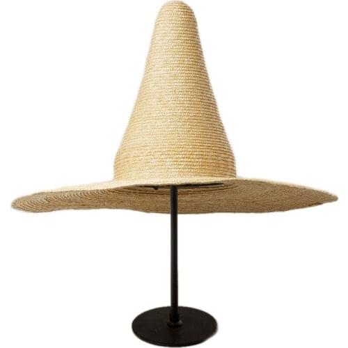 Fashion Custom Made Handmade Straw Model Show High Top Women Men Caps Sun Hats Casual Beach Holiday Hat Chapeu Feminino De Palha