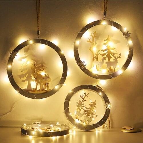 LED Light Wooden Elk Christmas Ornaments Pendant Christmas Decoration for Home Ornament New Year Christmas Gifts Navidad