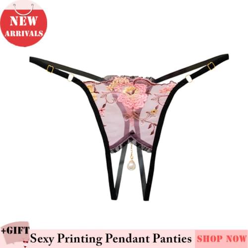 Sexy Panties adjustable Pendant Panties Embroidered lace temptation Thong Hollow G-String Erotic For Women Bikini Panties New