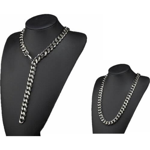 Top Quality Silver Tone Stainless Steel Xxxtentacion Rapper Necklaces Hip Hop Cuban Link Miami Chain Male Jewelry 15mm With Tail