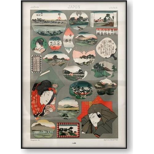 Japan Pattern Poster Lornement Polychrome Albert Racinet Vintage Abstract Art Canvas Print Ukyioe Style Egyptian Wall Art Decor