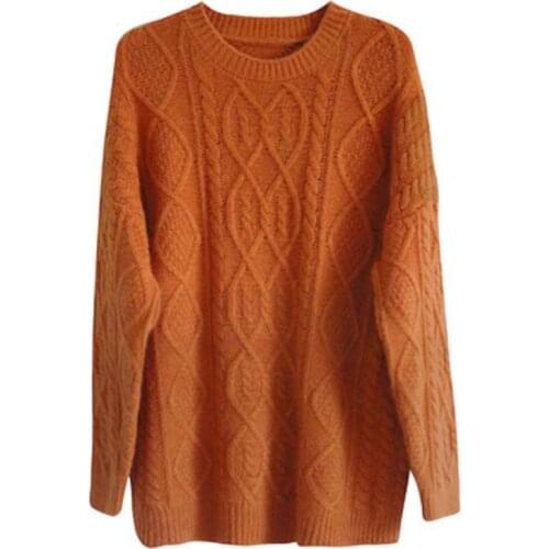 Ladies Sweater 2021 Gentle Fashion Korean Harajuku Style Hedging Mid-length Loose Casual Round Neck Autumn Elegant