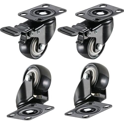 4 Pack 2in Heavy Duty Caster Wheels Polyurethane PU Swivel Casters with 360 Degree Top Plate 220lb Total Capacity for Set of 4