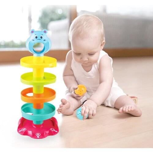 5-Layer Tower DIY Puzzle with Swirling Ramps Rolling Balls Development Kids Toy Exercise childrens hands-on ability