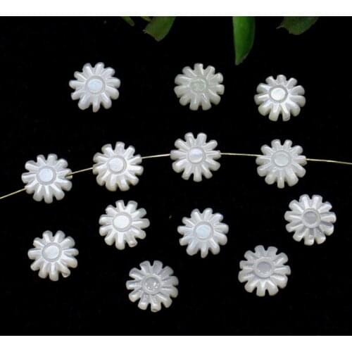 50pcs/lot 8mm Natural Sunflower cut Mother of Pearl shell for DIY Jewelry Flower Cut MOP Pearl shell for Brooch