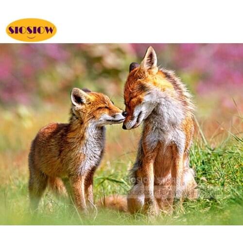 5D Diamond Painting Fox Full Square Diamond Embroidery Cross Stitch Bead Picture Kits Handwork Home Decor Love Gifts For Couples